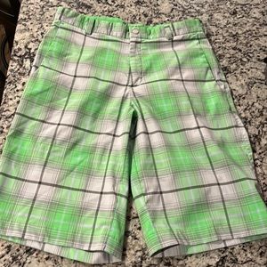 Nike Green and Gray Plaid Athletic Shorts